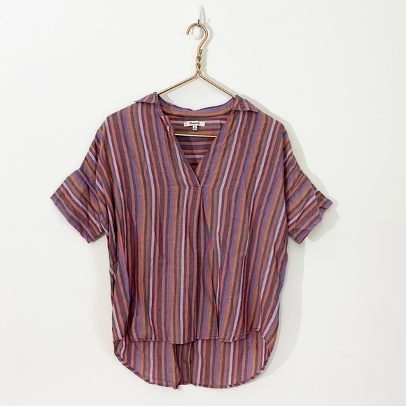Madewell XS Courier Button Down Shirt Rainbow Stripe Back Buttons Oversized‎ - Picture 3 of 11